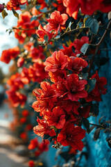 spring time red flowers above view, wallpaper for mobile phone
