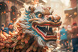 Vibrant Dragon Puppet in Chinese New Year Parade