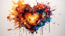 Vibrant Watercolor Heart: Expressive Love And Artistry In Relationships