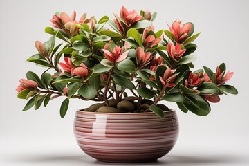 Wall Mural - Azalea plant in pot on white background