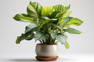 Wall Mural - Houseplant in a pot on a white background