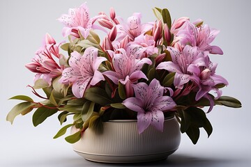 Wall Mural - Bouquet of pink alstroemeria flowers in pot