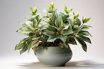 Wall Mural - Houseplant in a pot on a gray background