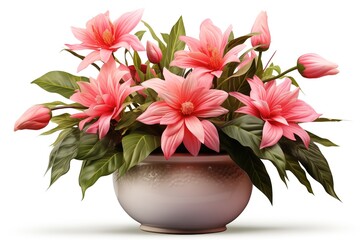 Wall Mural - Flowers in a pot isolated on white background