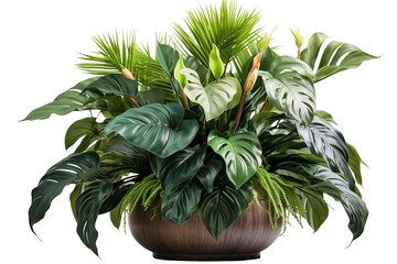 Wall Mural - Tropical plant in pot isolated on white background