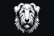 Irish Wolfhound dog. Beautiful engraving icon, logo.  Woodcut illustration, vector. Black on white