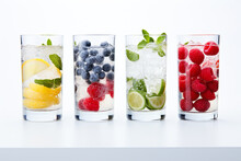Refreshing Non-alcoholic Cocktails With Berries On A Light Background.
