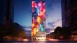 © ASoullife - Enchanting Illumination: Captivating Skyscraper Embraces Cultural Vibrancy and Modern Art Fusion