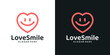 © Crelaba_Std - Heart love logo design template with smile logo design graphic vector. Symbol, icon, creative.