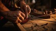 Mastering the Art: Hands of a Skilled Archer Perfectly Assemble a Traditional Bow for Precision and Power