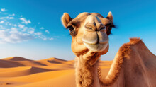 Portrait Of A Camel In A Desert