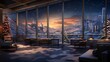 Glimmers of Warmth: A Captivating Winter Cityscape Embracing the Cozy Glow of Skyscrapers