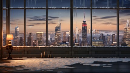  Glimmers of Warmth: A Captivating Winter Cityscape Embracing the Cozy Glow of Skyscrapers