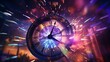 Time's Dance: Capturing the Thrilling Rush of Life's Countdown with Dazzling Fireworks