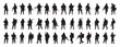 Soldier and army force silhouette icon set with weapons. Large military vectors collection. 
