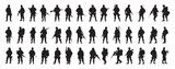 Fototapeta Pokój dzieciecy - Soldier and army force silhouette icon set with weapons. Large military vectors collection. 