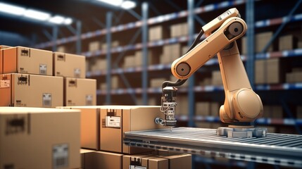 Revolutionizing Efficiency: Futuristic Robot Arm Embraces AI in Warehouse Automation