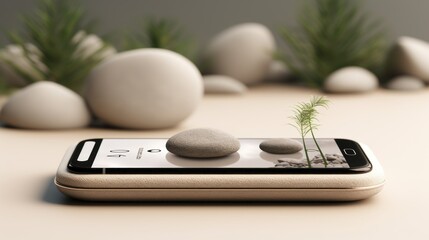 Wall Mural - ZenTech: Unplug and Find Inner Peace with the Ultimate Meditation and Mindfulness App - Immerse Yourself in a Tranquil 3D Zen Garden with Soothing Incense