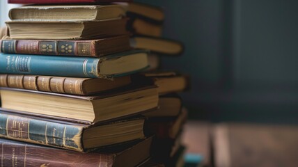 Wall Mural - Stack of antique books on a table