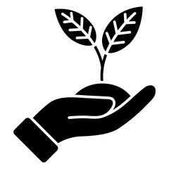 Sticker - save nature.. hand with plant leaf