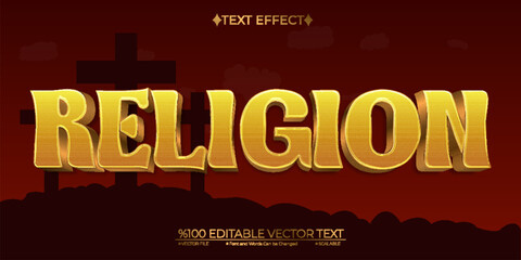 Gold Religion Editable Vector 3D Text Effect