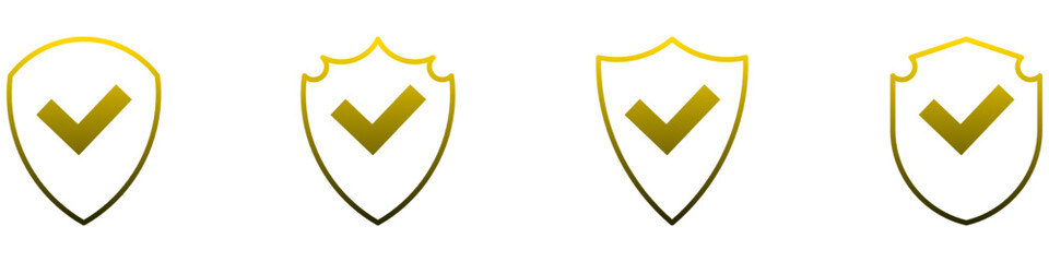 Sticker - shield with check mark icon, protection verify icon sign