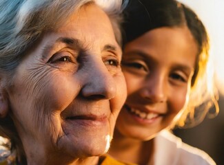 Wall Mural - Old woman in geriatric with her nurse