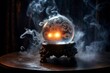 Mysterious smoke swirling around a crystal ball.