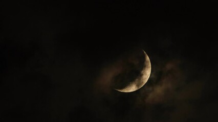 Wall Mural - Crescent moon and cloud black sky