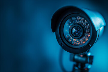 cctv camera on blue background