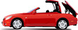 Red  car cabriolet on the road. Vector illustration