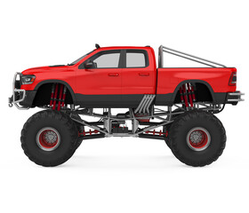 Sticker - Red Monster Truck Isolated