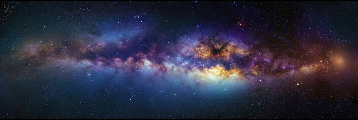 background with space, clouds streak across the milky way, galaxy with stars on night starry sky pan