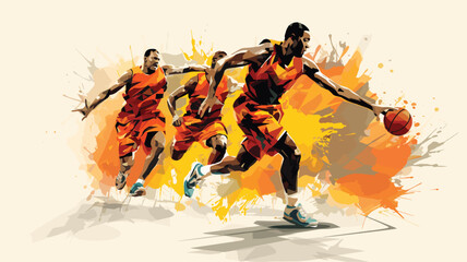 Wall Mural - athleticism and dynamism of basketball with a vector scene featuring powerful dunks, skillful crosso