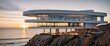 Modern house on a cliff, avant-garde conceptual architectural design. Generative AI.