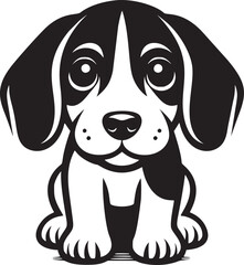 Poster - Black and White Puppy Illustration