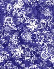  Seamless floral pattern with hand drawn flowers. Vector illustration.
