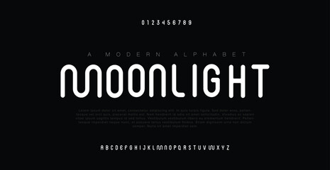 Wall Mural - Moonlight Minimal modern urban fonts for logo, brand etc. Typography typeface uppercase lowercase and number. vector illustration