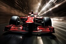 Fast racing car in motion with blurred background