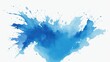 Blue watercolor paint splashes texture on white background