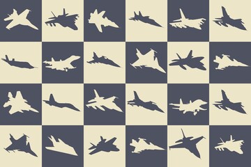 Sticker - The seamless background with military aircraft.
