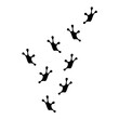Frog footprints on a white background. An amphibian that can jump.
