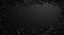 Abstract Black Background With Embossed Floral Ornament