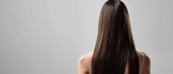 Canvas Print -  the back of a woman's head with long, straight, shiny, shiny, shiny, shiny hair.