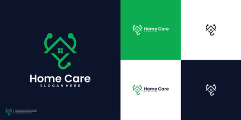 Wall Mural - Creative Home Care and Stethoscope logo design template