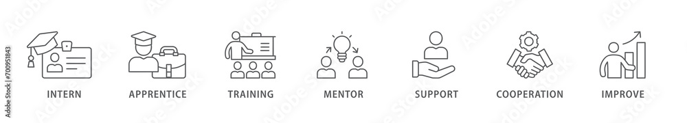 Trainee banner web icon vector illustration concept for internship ...
