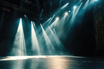 Poster - A stage illuminated with a lot of light. Perfect for performances and events