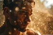 Rainfall Radiance: Portrait of Wet, Young, Attractive, Muscular Man