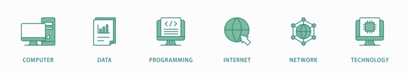 Wall Mural - information technology banner web icon vector illustration concept with icon of computer, data, prog