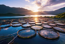 Aquaculture In Floating Fish Farming Cages Of Fish Farm
